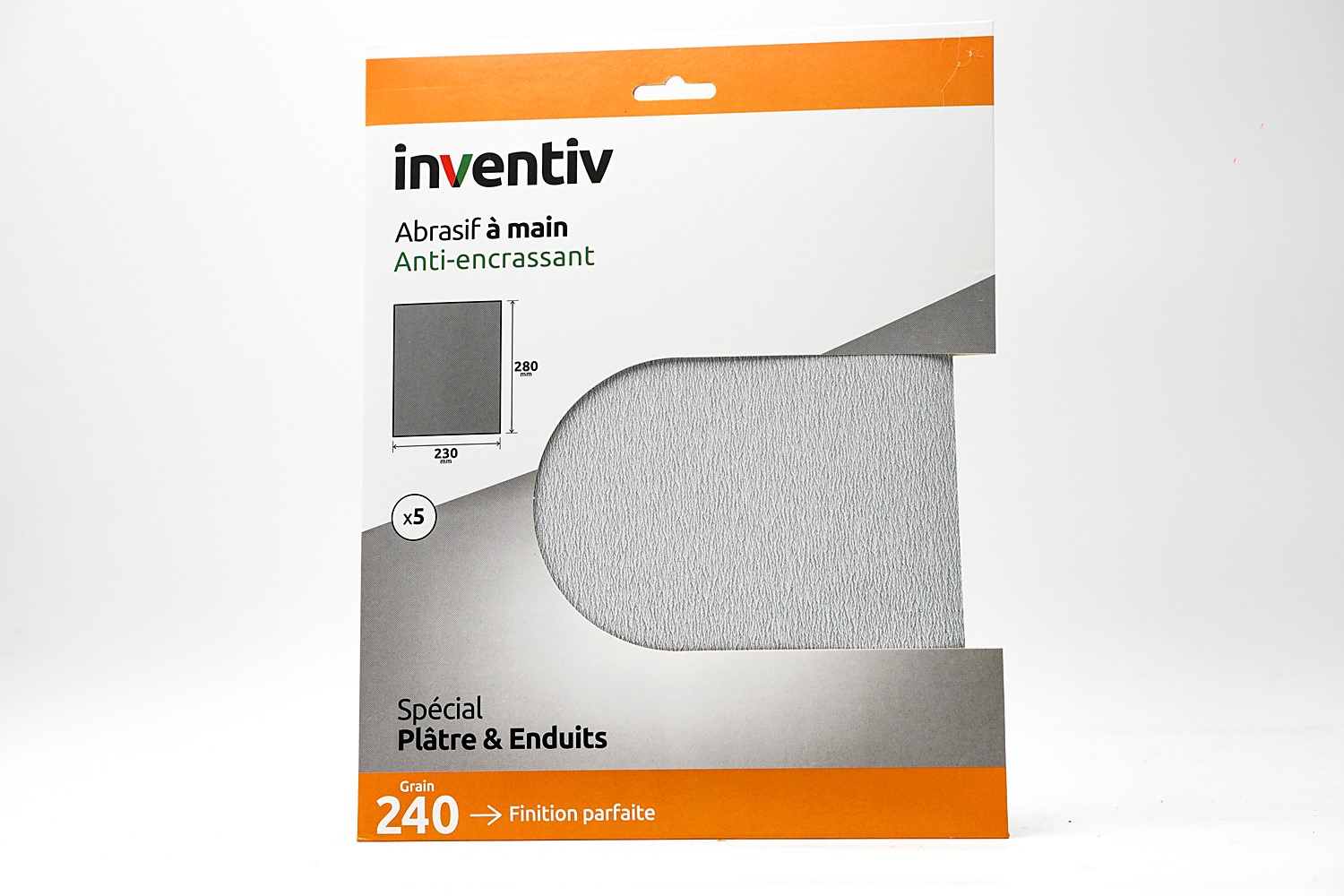 5 feuilles anti-encrassantes 230x280mm grains 250 - INVENTIV